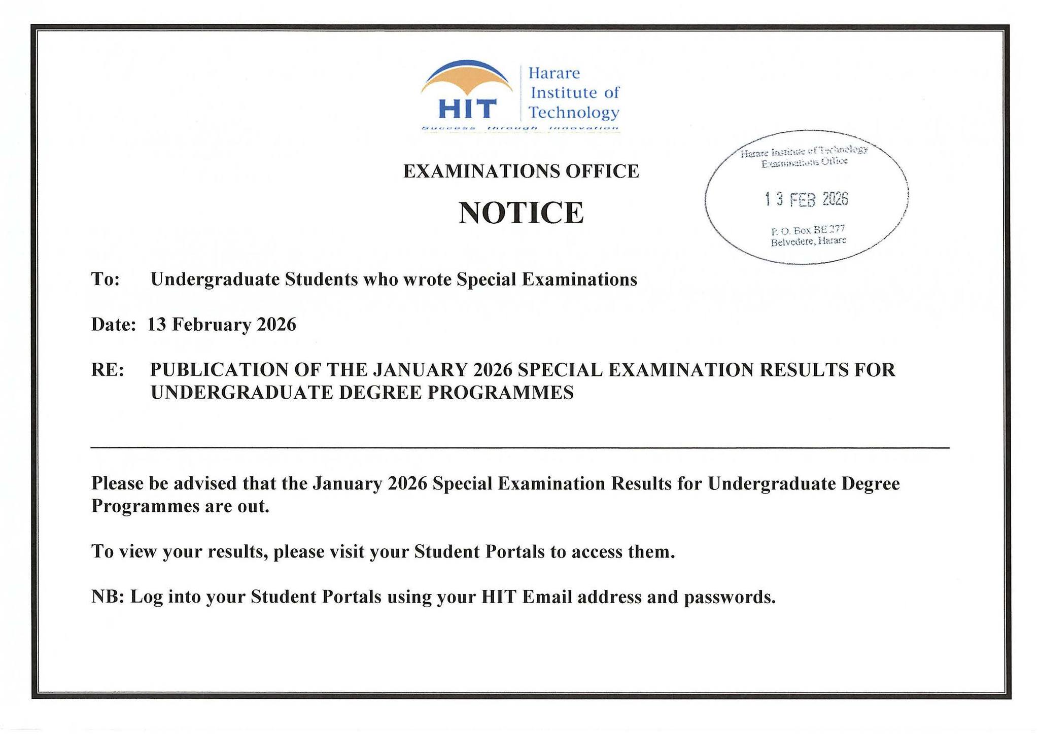 You are currently viewing PUBLICATION OF THE JANUARY 2026 SPECIAL EXAMINATION RESULTS FOR UNDERGRADUATE DEGREE PROGRAMMES